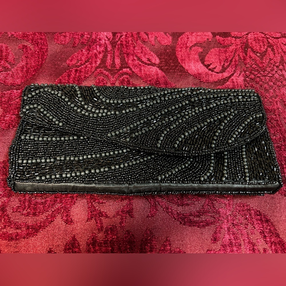 Bijoux Terner Black Beaded Clutch